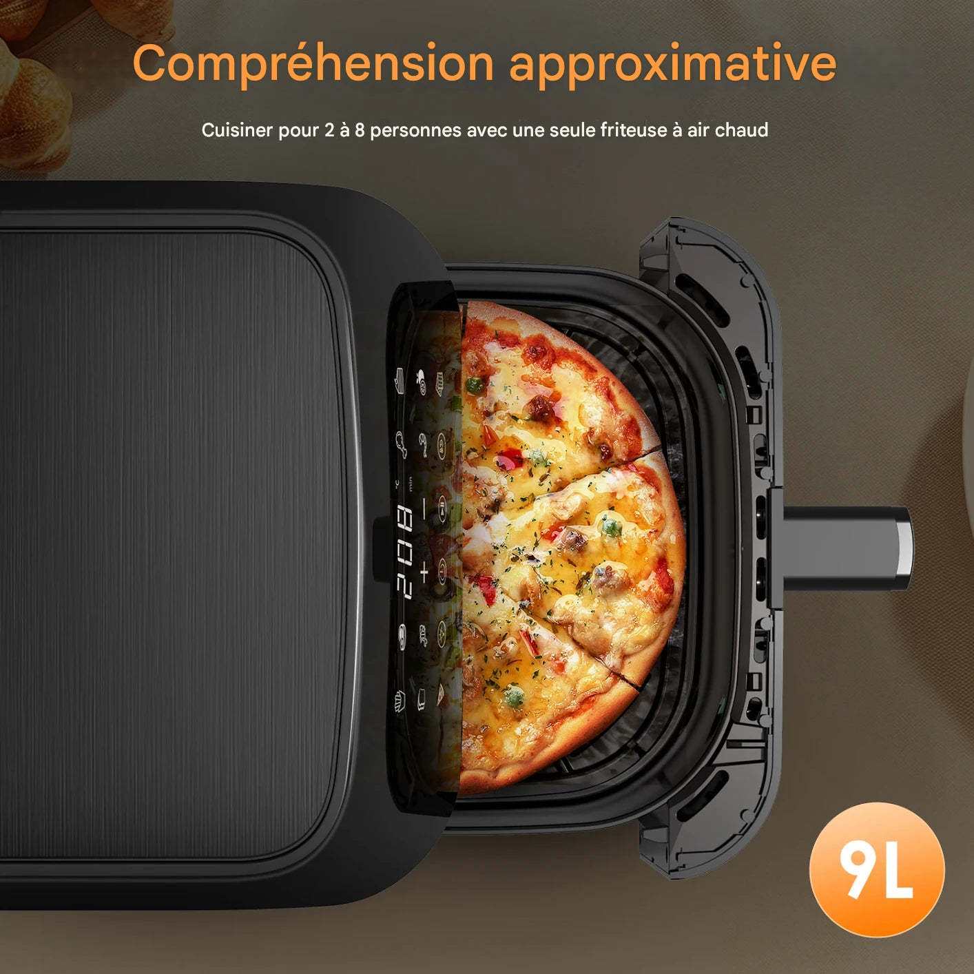 AirFryer Grande Capacité 9L - Cuisine Saine, Rapide et Croustillante Sans Huile au quotidien