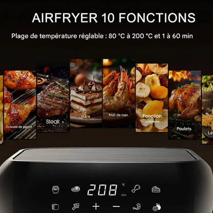 AirFryer Grande Capacité 9L - Cuisine Saine, Rapide et Croustillante Sans Huile au quotidien - AirFryo
