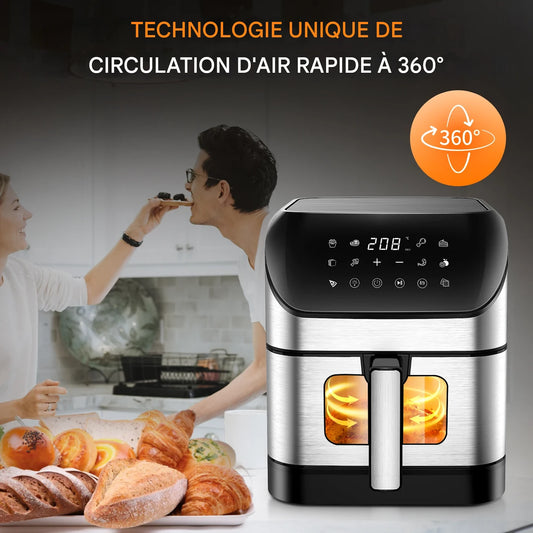 AirFryer Grande Capacité 9L - Cuisine Saine, Rapide et Croustillante Sans Huile au quotidien
