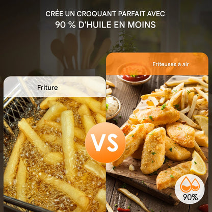 AirFryer Grande Capacité 9L - Cuisine Saine, Rapide et Croustillante Sans Huile au quotidien