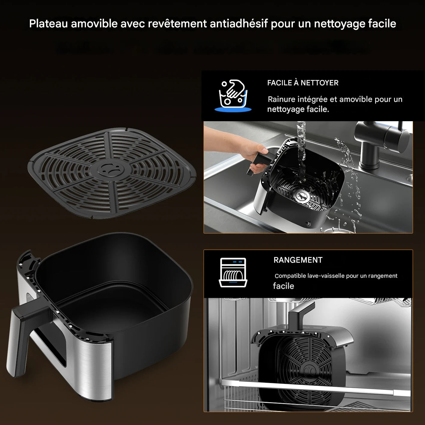 AirFryer Grande Capacité 9L - Cuisine Saine, Rapide et Croustillante Sans Huile au quotidien