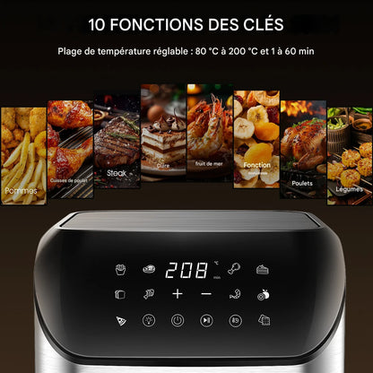 AirFryer Grande Capacité 9L - Cuisine Saine, Rapide et Croustillante Sans Huile au quotidien